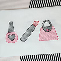 Nail Polish, Lipstick, and Purse  Machine Embroidery Design 